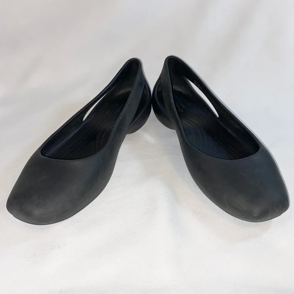 Crocs Serena Flat Black Womens Shoes 205873 Cut Out Ballet‎ Flats Size W9